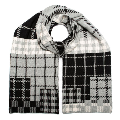 CHECK PATCH BLANKET SCARF MONO - GREEN THOMAS