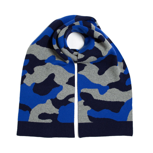 CAMO BLANKET SCARF BLUE MIX