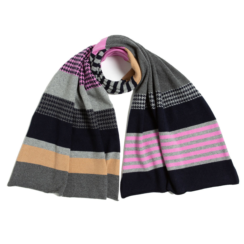 HOUNDSTOOTH SHAWL GREY PINK