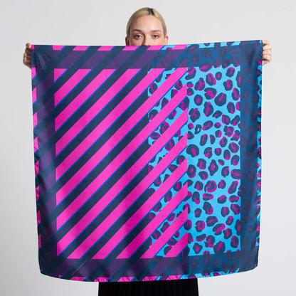 BIG CAT SILK SCARF NAVY PINK - GREEN THOMAS