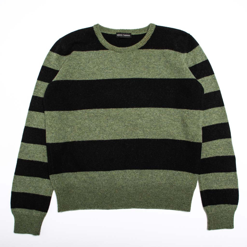 JUMPER KHAKI BLACK STRIPE SMALL 10 12