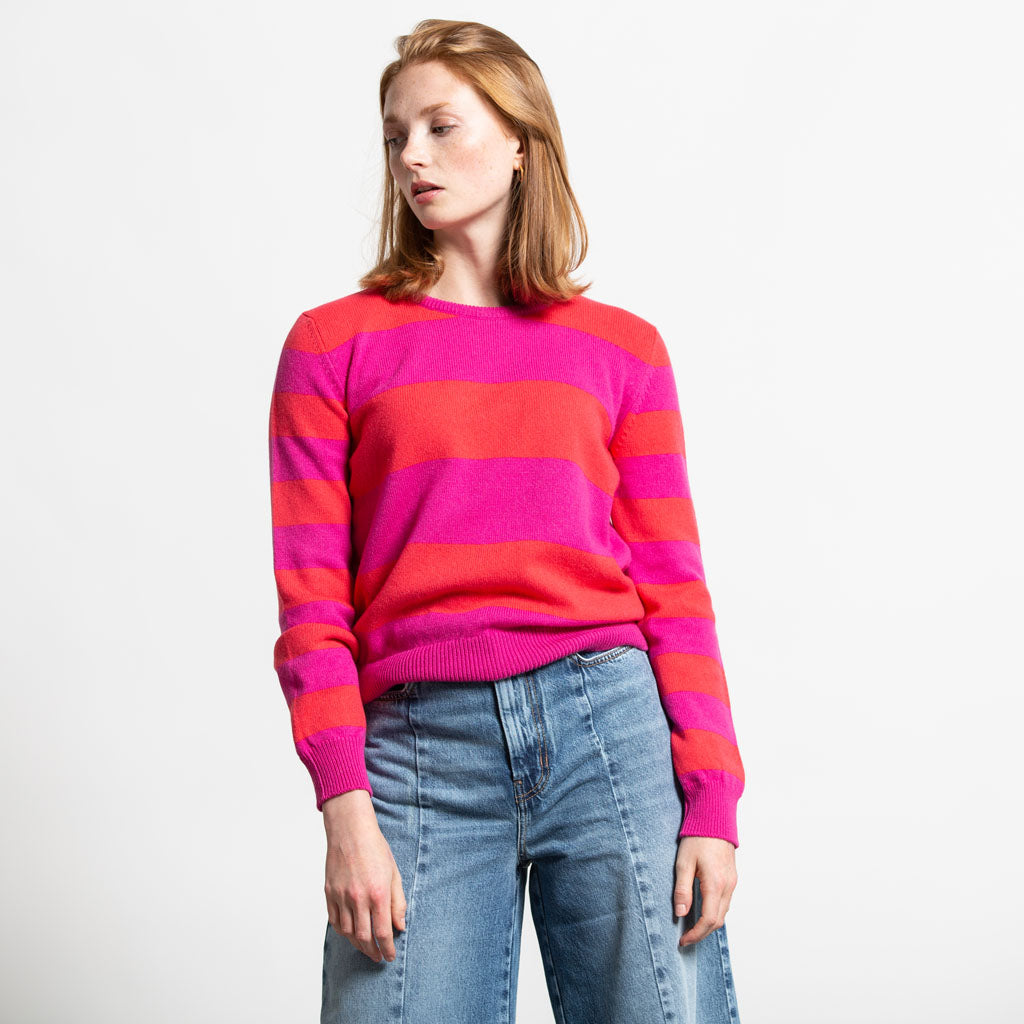 JUMPER RED PINK STRIPE - GREEN THOMAS