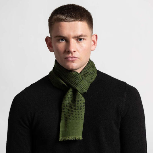 HOUND POLKA SCARF KHAKI - GREEN THOMAS